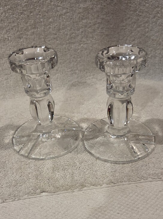 Other - VINTAGE CANDLESTICKS WITH ETCHED FLOWERS
